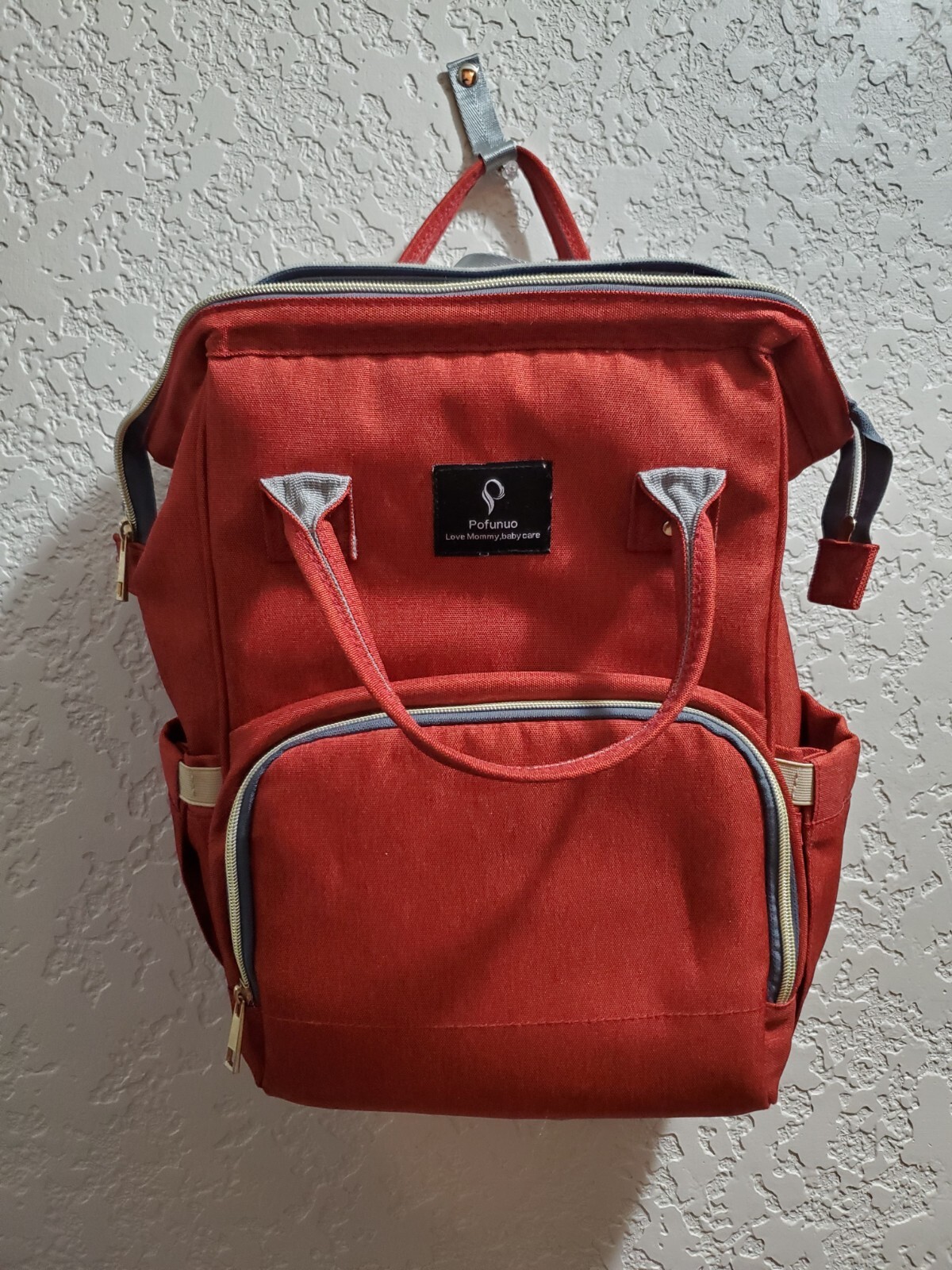 Pofunuo Red Diaper Bag with Insulated Compartments in Great Condition-image