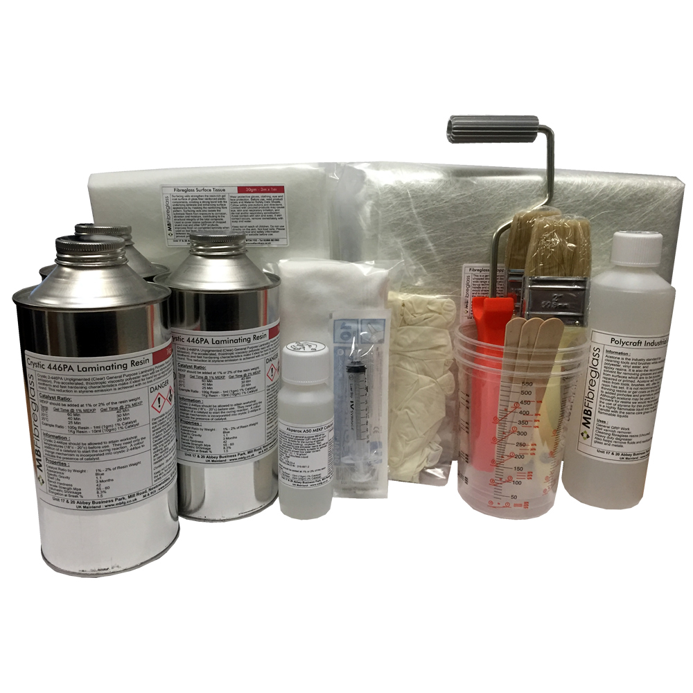 3m Unpigmented - 3kg Fibreglass Repair Kit Includes Material & Tools