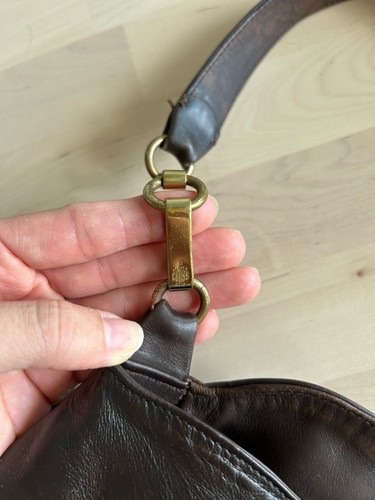 Mark Cross Vintage Dark Brown Leather Fold Over Shoulder Strap Purse Bag - Picture 15 of 16