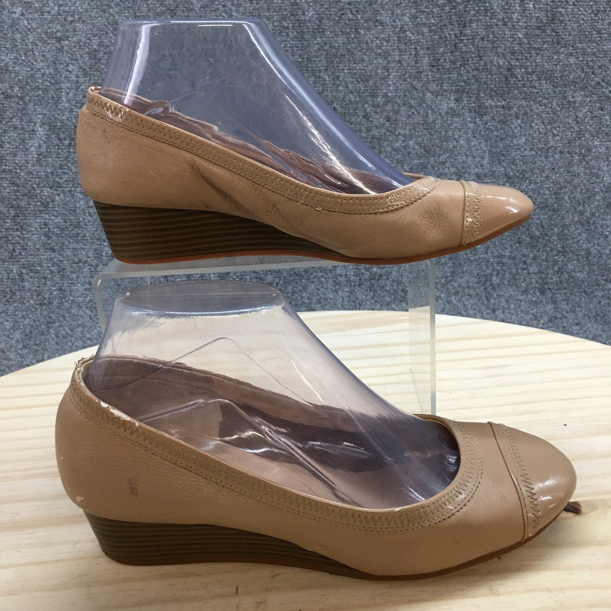 Wedge Cole Haan Beige Pumps Women's Malta Peep Toe Wedges In Light