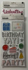 Crate Paper Thickers Glitter Foam Stickers-Celebrate Hooray or Valentine Accents