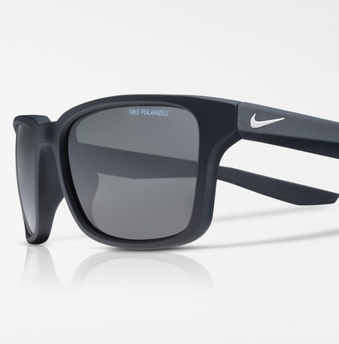 New NIKE EV1003-001 Essential Spree P Sunglasses Grey Polarized Lens - Matte BLK - Picture 3 of 3