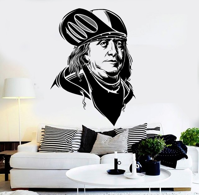 Vinyl Wall Decal Benjamin Franklin Modern Art Money Dollars Stickers