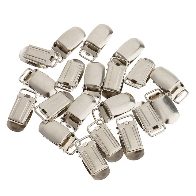 20pcs Metal 15x30mm Pacifier Clips Bibs Clips Suspender Clips Crafts