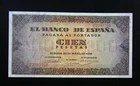 40 - SPAIN  BANKNOTE 100 PESETAS  1938  "BURGOS"  XF
