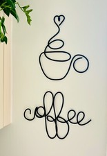 Coffee Cup Wire Sign Set For Kitchen / Cafe - Wire Art / Home Decor / Gifts