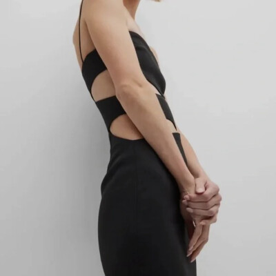 $298 Misha Women's Black Lucia Cut-Out Sleeveless Mini Dress Size AU14 US10