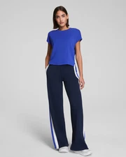 HOT SPANX AirEssentials® Colorblock Wide Leg Track Pant - Timeless Navy/Powder/C