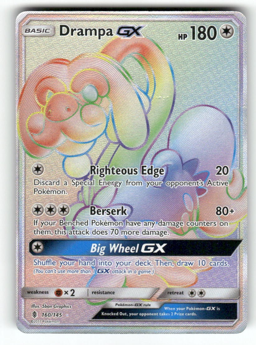 Drampa GX (Secret) 160/145 - Holo SEC Guardians Rising Pokemon Holo LP