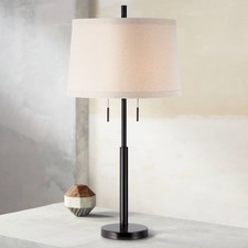 Modern Table Lamp Dark Bronze Metal Column for Living Room Bedroom Bedside