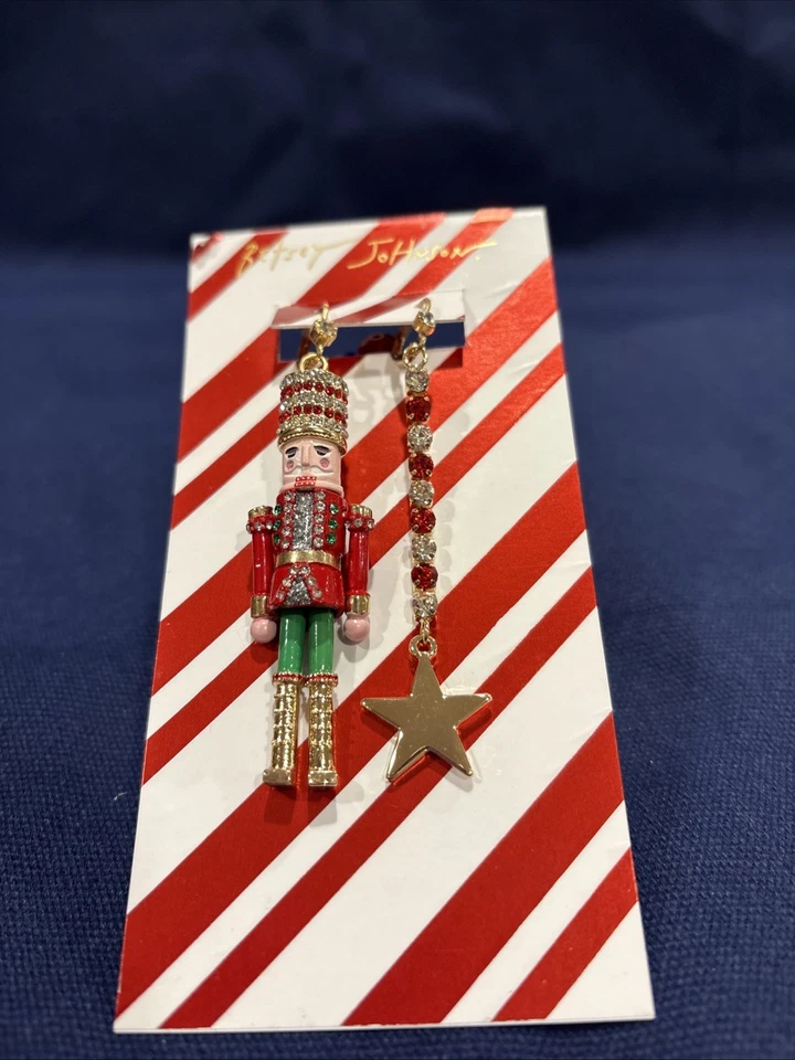 Pendientes colgantes Betsey Johnson Cascanueces Descombinados Bling Navidad Vacaciones NUEVO Foto 2 de 4