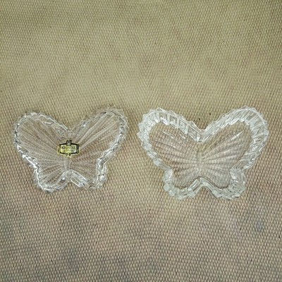   Vintage Zajecar 24% Bleikristall Schmetterlingsform Waschtisch Schmuck Jugoslawien