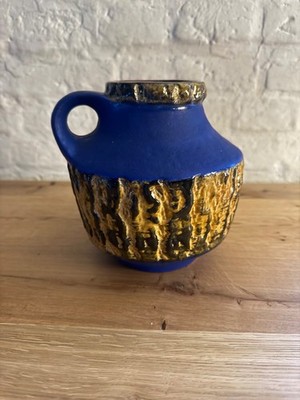 Carstens Keramik Vase Blau Gelb Model 223-15