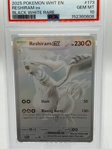 Reshiram EX #173/086 Black White Rare Pokemon White Flare PSA 10 Gem Mint💎