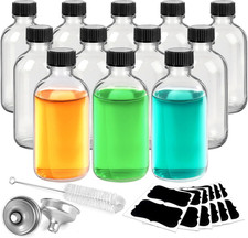 12 Pack 2 Oz Small Glass Boston round Bottles with Lids, Leakproof