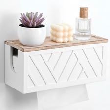 Paper Towel Dispenser Wall Mount Paper Towel Holder with Lid Solid Wood Comme...