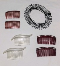Lot of 7 Vintage Mid Century Plastic Hair Combs Hair Accessories Rhinestones