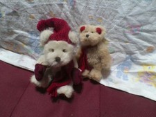 Boyds Bears, 8" & 6", il piccolo ha un'etichetta, berretti e sciarpe invernali/natalizi