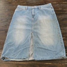GAP Light Wash Denim Skirt Women's Size 14 Front Slit 5-Pocket Jean Skirt Casual