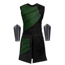RYCUZYNU Men's Side laces up Knight Viking Pirate Armor Long Waistcoats Vests...