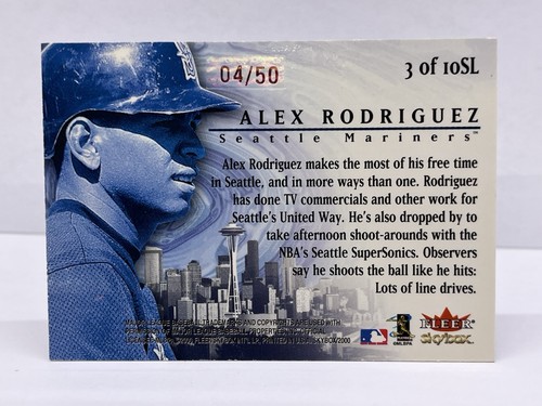 2000 Skybox Skylines Alex Rodriguez Star Rubies /50 #3 Ruby Seattle Mariners SSP - Picture 2 of 10