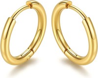 Ohrringe Creolen Edelstahl 8-16Mm Huggie Klein Silber Gold Schwarz Damen Herren
