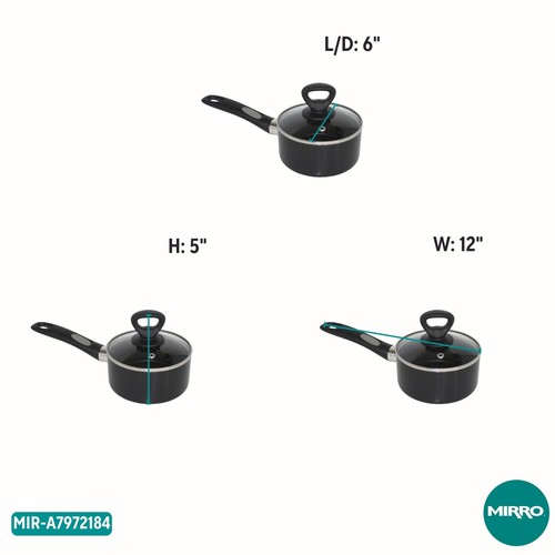 A79721 Get A Grip Aluminum Nonstick Sauce Pan with Glass Lid Cover Cookware, ... - Picture 7 of 9