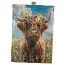 Throw Blanket Gifts for Women Adults Girls, 50"x60" Highland Cow and Floral