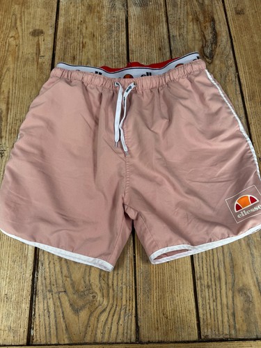 Quick Drying ELLESSE Dusty Pale Pink Visible Waistband Swim Beach SHORTS, Large