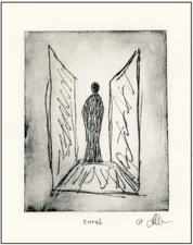 Person in Doorway: INVITATION TO ENTER. Original Expressionist ETCHING Signed