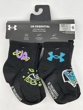 6 PAIRS TODDLER UNDER ARMOUR UA ESSENTIAL LIGTH WEIGTH QUARTER CUT SOCKS 12-24 M
