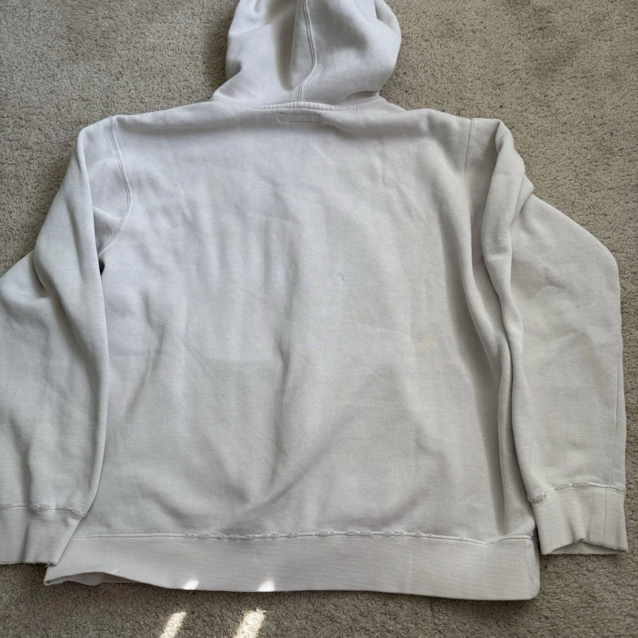 OFF WHITE Felpa con cappuccio e zip vintage Y2K Quiksilver crema rosa invecchiata taglia M ricamata