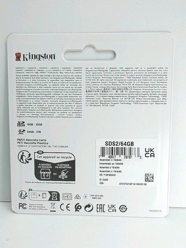 64GB Kingston Canvas Select Plus SD Card Class 10 V10 UHS-I High Speed (SDS2/64) - Picture 2 of 2