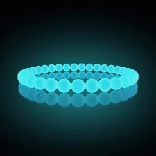 2pcs Luminous Stone Round Bead Bracelet Glow In The Dark Jewelry Party Gift