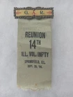 SPRINGFIELD ILLINOIS 14th VOL INFANTRY GAR CIVIL WAR GRAND ARMY REUNION RIBBON