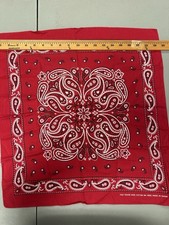 Vintage Red Bandana Paisley Pattern Floral Cotton Color Fast RN13962 Rockabilly