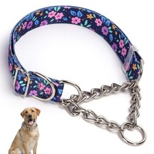 Stainless Steel Chain Dog Martingale Collar, No Pull Slip Cinch Choker Choke ...