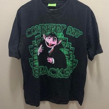 Sesame Street Countin' My Stacks Graphic T-Shirt Size L Black