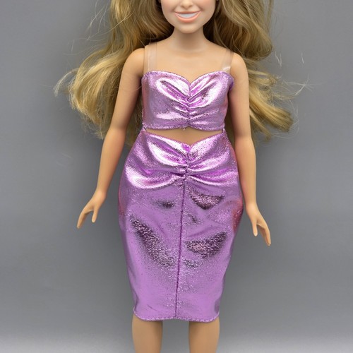 Deluxe Style Curvy Barbie Doll Dress Shiny Metallic Purple Peekaboo Party Dress