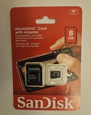 SanDisk MicroSDHC Card with Adapter Sealed NOS 8GB Memory