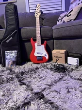 Donner DST-100 Electric Guitar Kids Red Edition With Accessories And Amplifier 