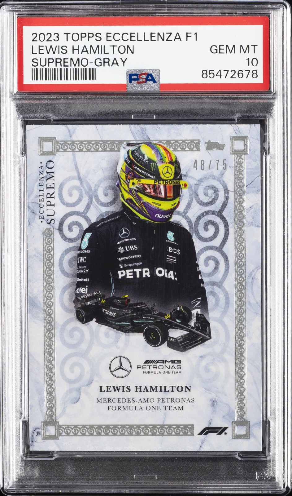 2023 TOPPS ECCELLENZA FORMULA 1 SUPREMO-GRAY LEWIS HAMILTON 48/75 PSA 10 view 1