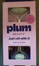 Plum Beauty Jade Facial Roller Manual Handheld 2-Head Rolling Green/Silver