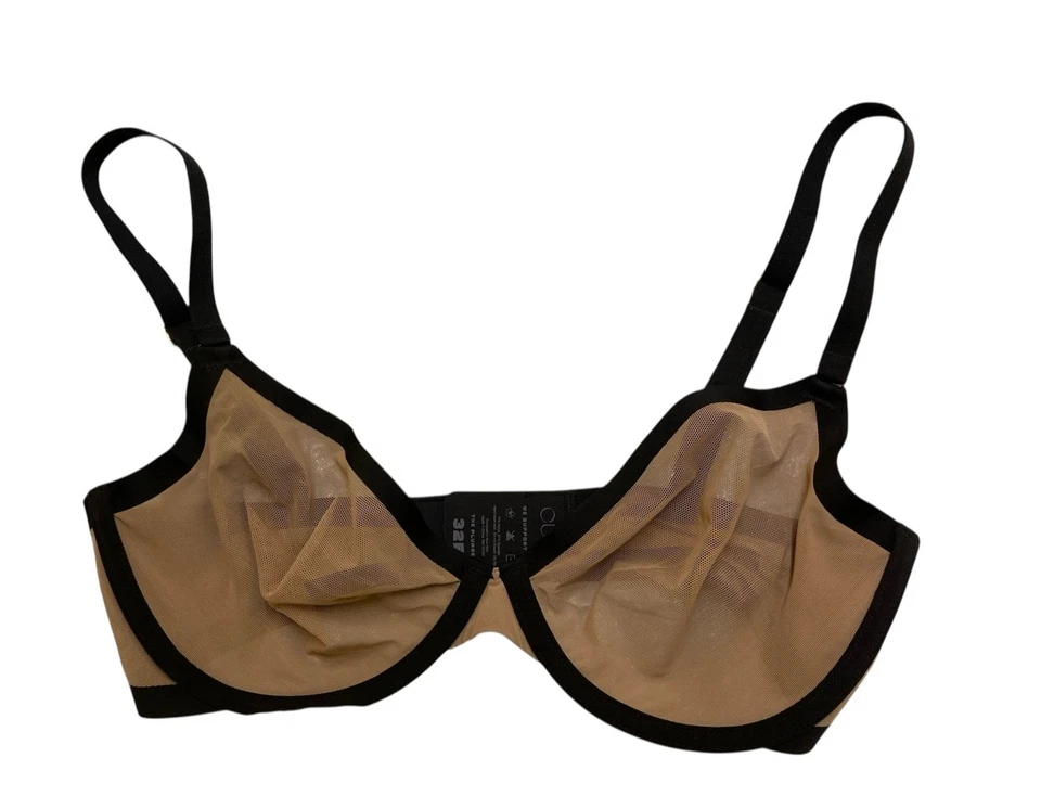 Sujetador Cuup 32E Negro Desnudo Malla Con Aros Transparente La Plunge Foto 2 de 4