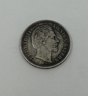 1876 D Ludwig II German Empire 5 Mark .900 Silver Coin .887 Ozt 🇩🇪