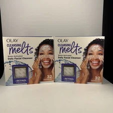 2 Olay Cleansing Melts Face Cleanser +Retinol Cleaner Facial 32 count (64 Total)