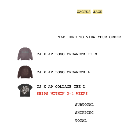 Audemars Piguet X Cactus Jack AP Logo Crewneck Brown Travis Scott 