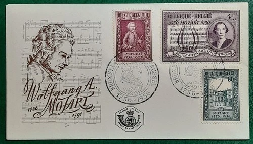 Belgium 1956 Mozart First Day Cover