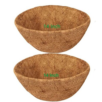 HALEDAZE 2 Pack 14 Inch Round Coco Liners for Hanging Basket, Coconut Fiber