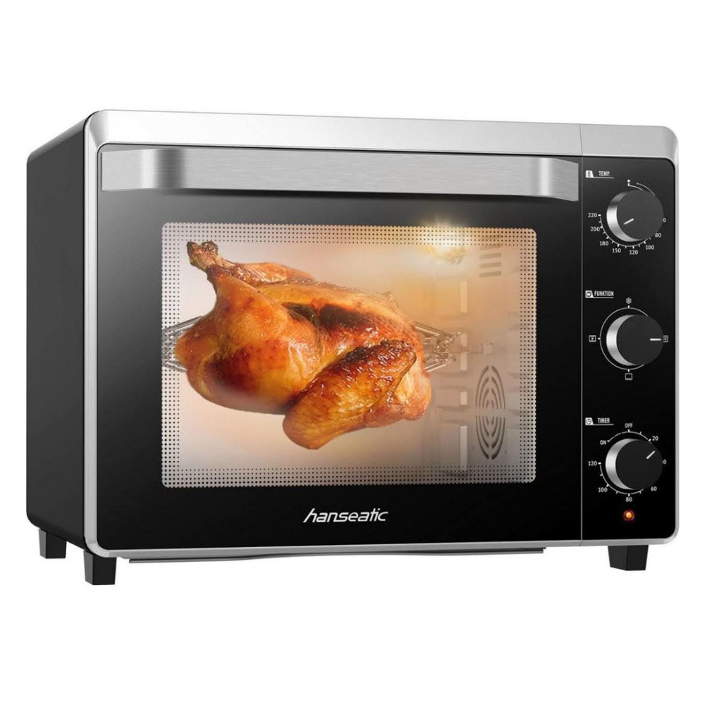 HANSEATIC Minibackofen 17194935, 30 L Volumen, 1600 W, Grillrost, Fettpfanne,